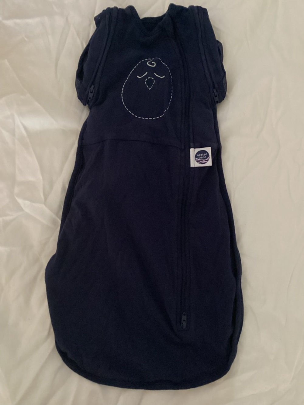 Nested bean baby swaddle newborn blue convertible arm, sleep sack unisex